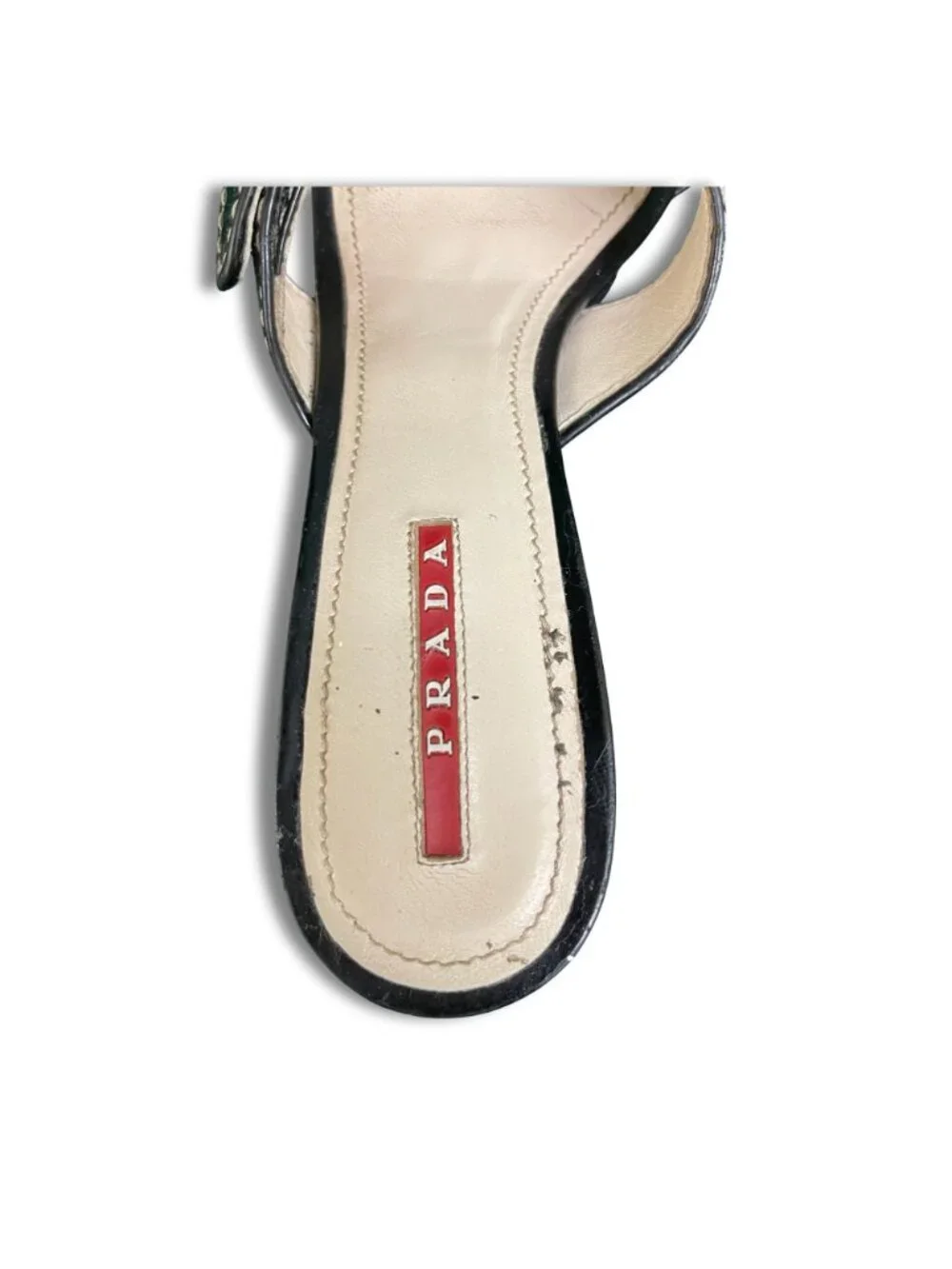 PRADA Women's Shoes Size 6.5 Black Patent Leather Slide Mule Sandals   Italy - Picture 5 of 5